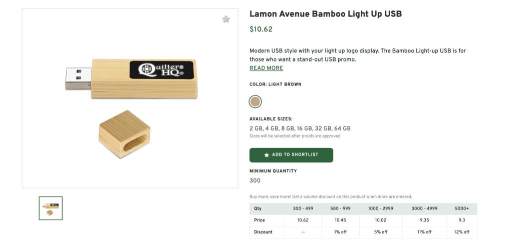 Bamboo Light Up USB