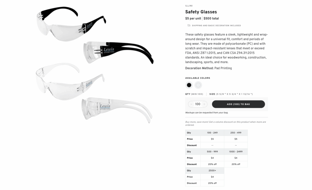 Branded Safety Glasses