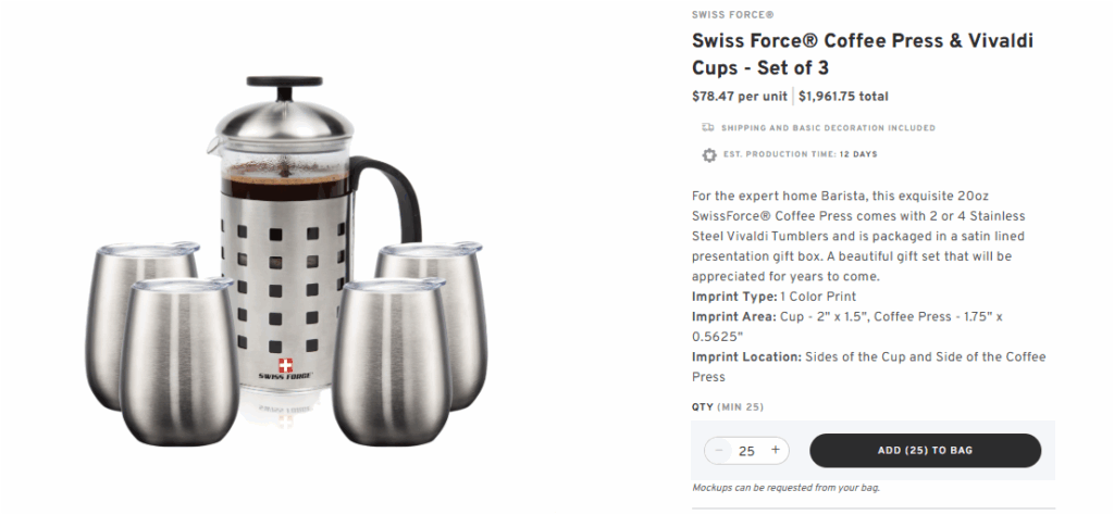 Swiss Force® Coffee Press & Vivaldi Cups - Set of 3