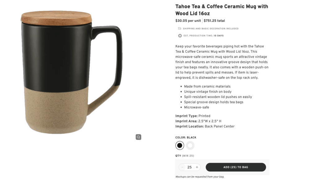Tahoe Tea & Coffee Ceramic Mug with Wood Lid