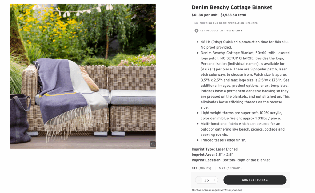 Denim Beachy Cottage Blanket