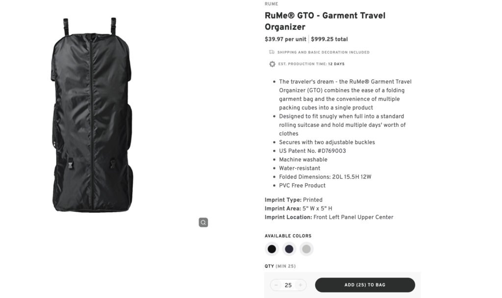 Rume GTO Garment Travel Organizer