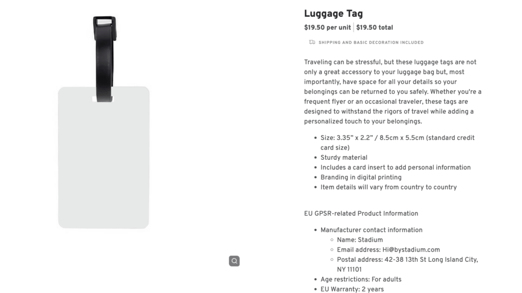 Luggage Tag: Themed Giveaway Idea