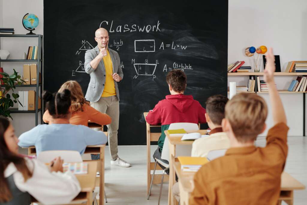 Teacher in his classroom on World Teacher Day