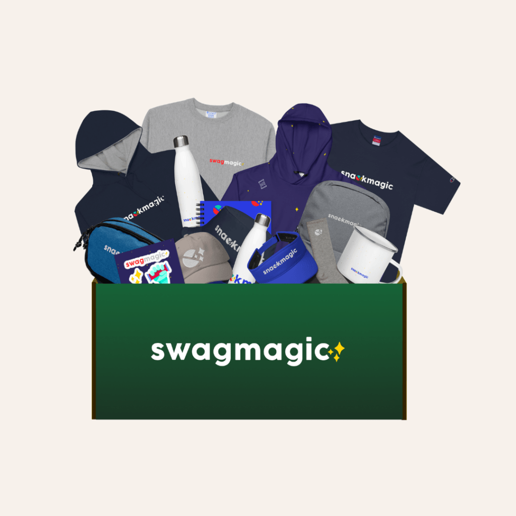 SwagMagic box filled with branded company swags perfect for client gifts