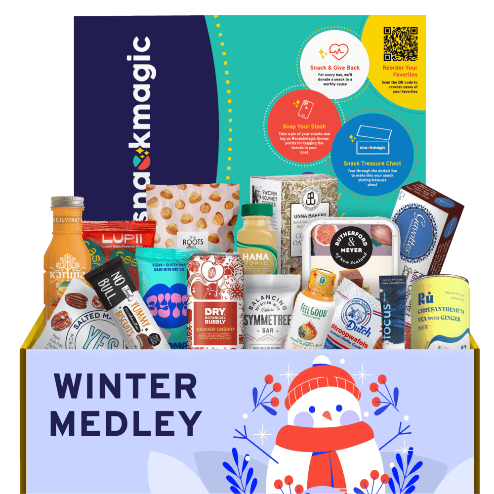 A curated Winter Medley snack box is a great new years gift