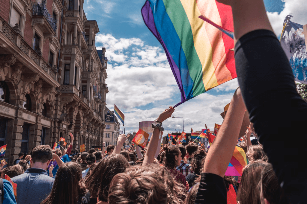 pride flag being waved