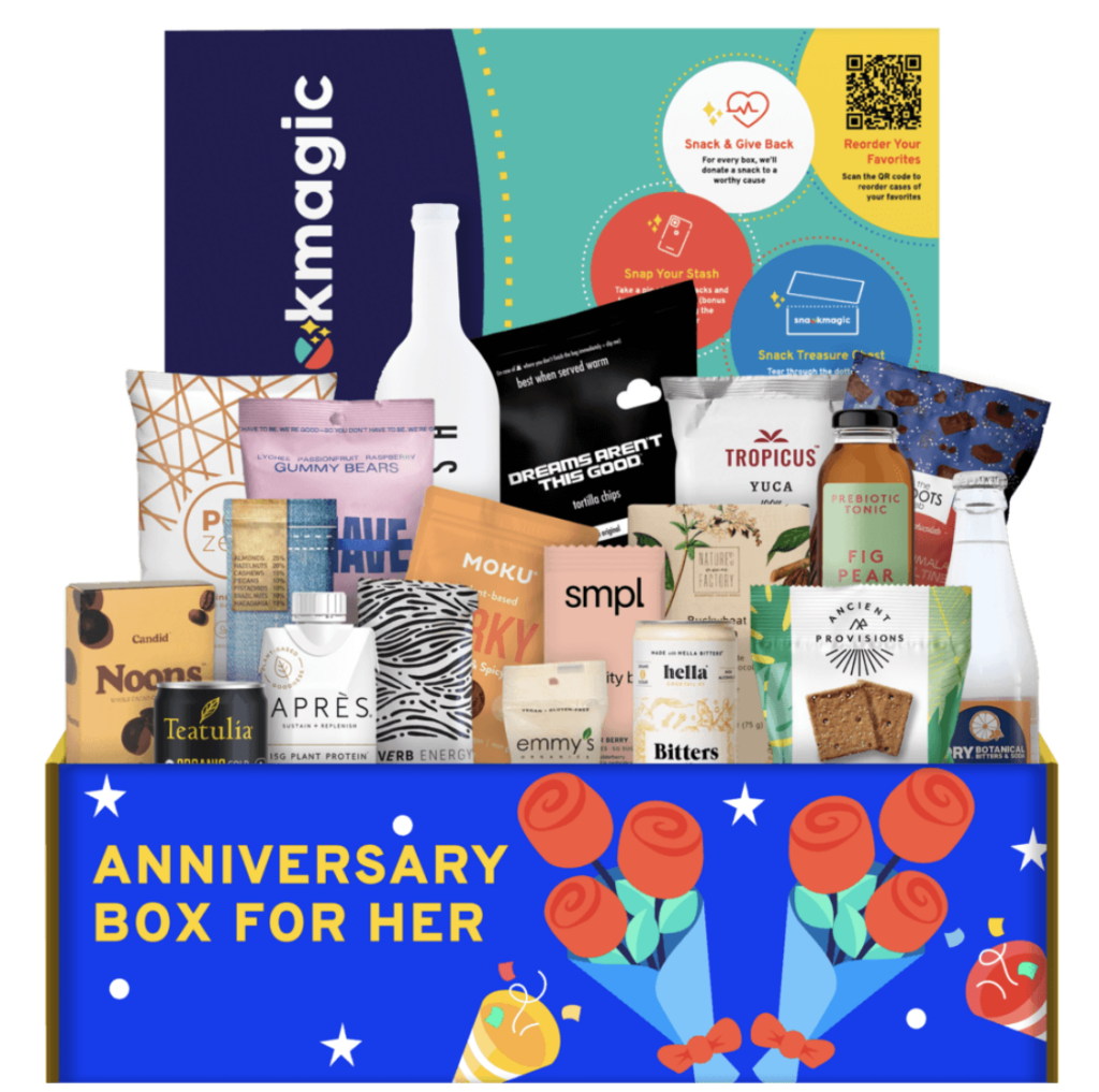 a snack box is a great Work Anniversary idea