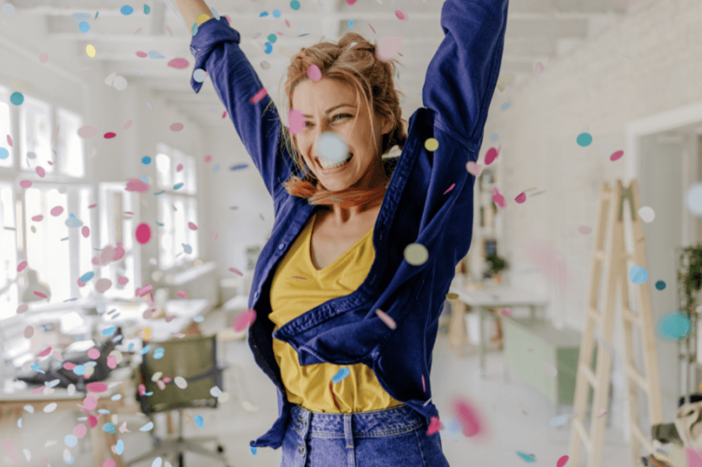 Woman with confetti 