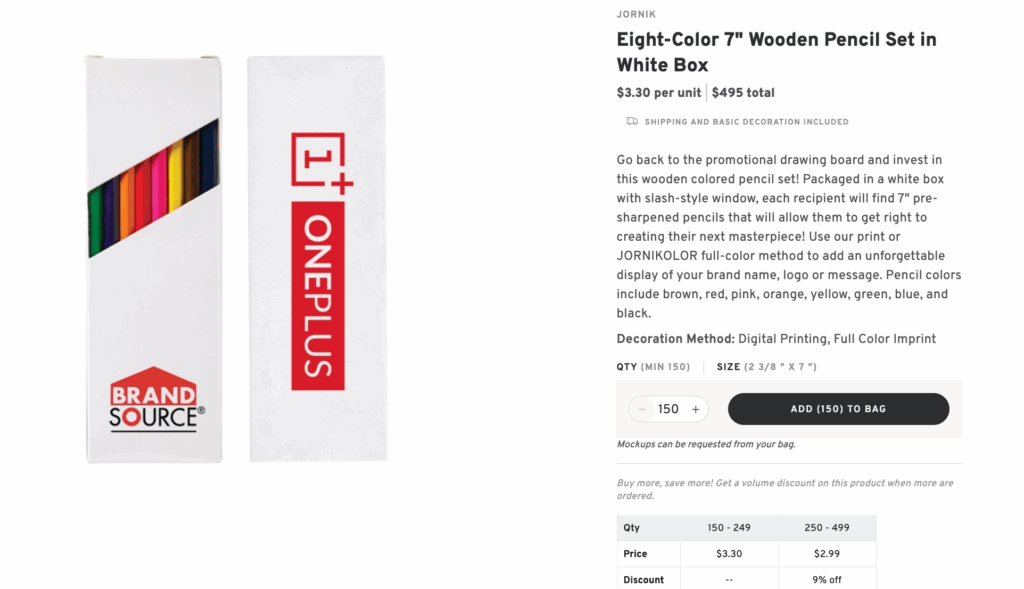 Eight-Color 7" Wooden Pencil Set in White Box