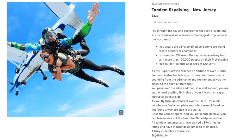 Experiences: Skydiving