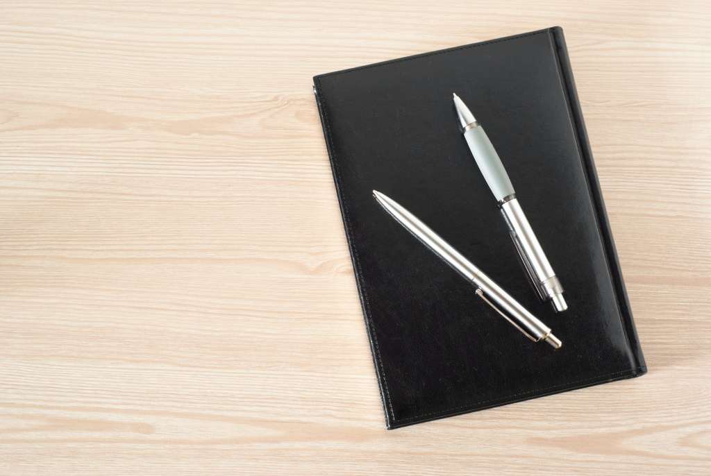 Black leather notebook