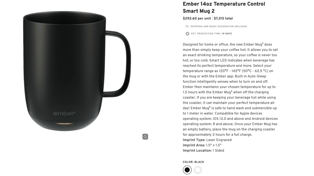 Ember® Temperature Control Smart Mug – High-Tech Executive Gift