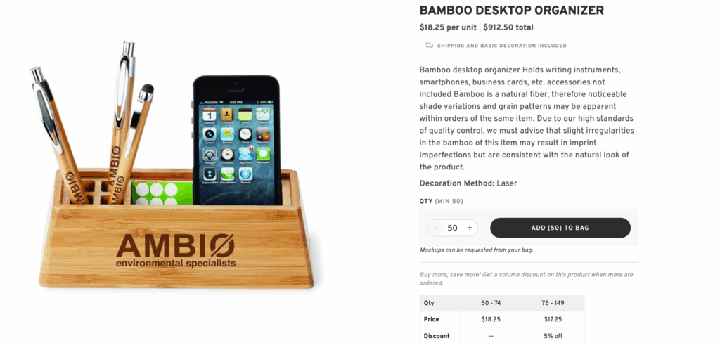 Bamboo Desktop Organizer – Sustainable Desk Swag for Clients