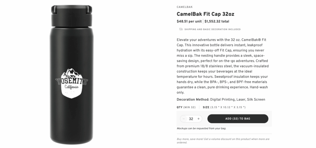 CamelBak Water Bottle – Branded Hydration for Clients