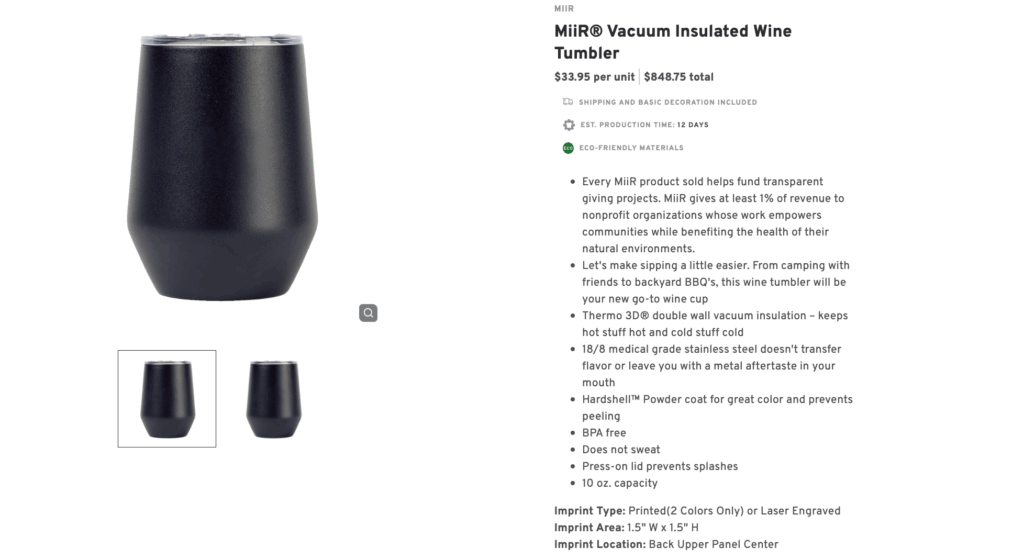 MiiR Vacuum Insulated Wine Tumbler