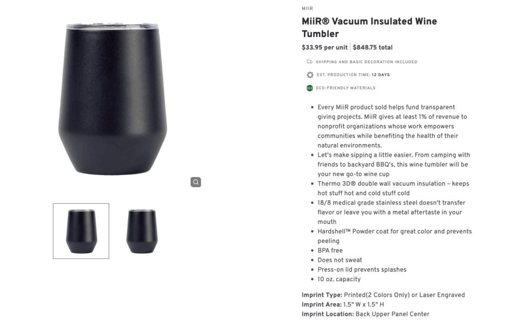 Miir Vacuum Insulated Wine Tumbler