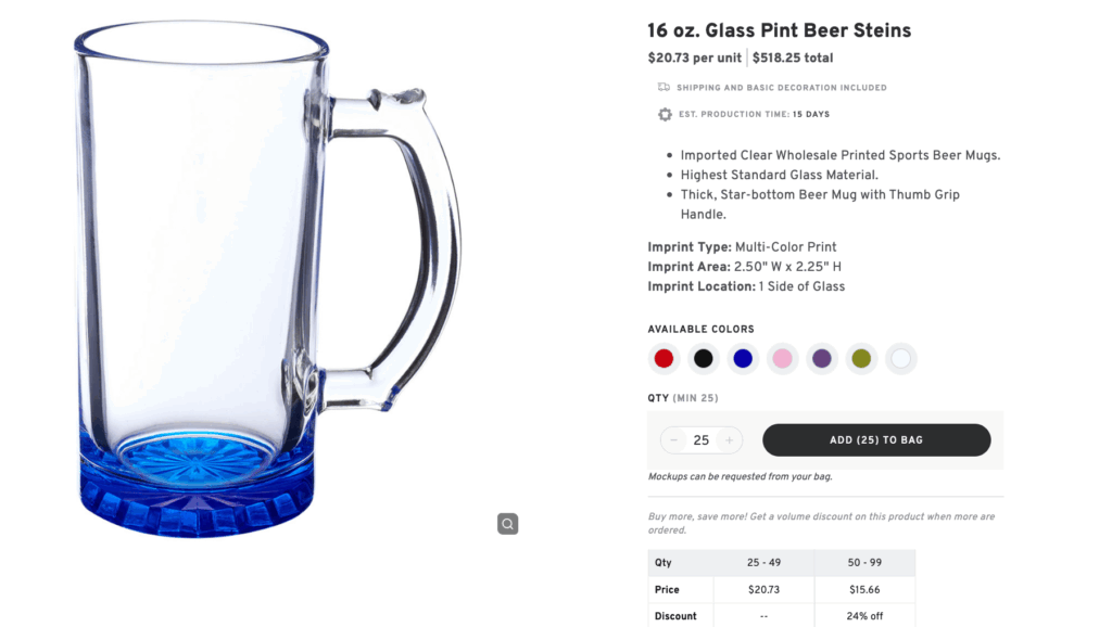 Glass Pint Beer Steins