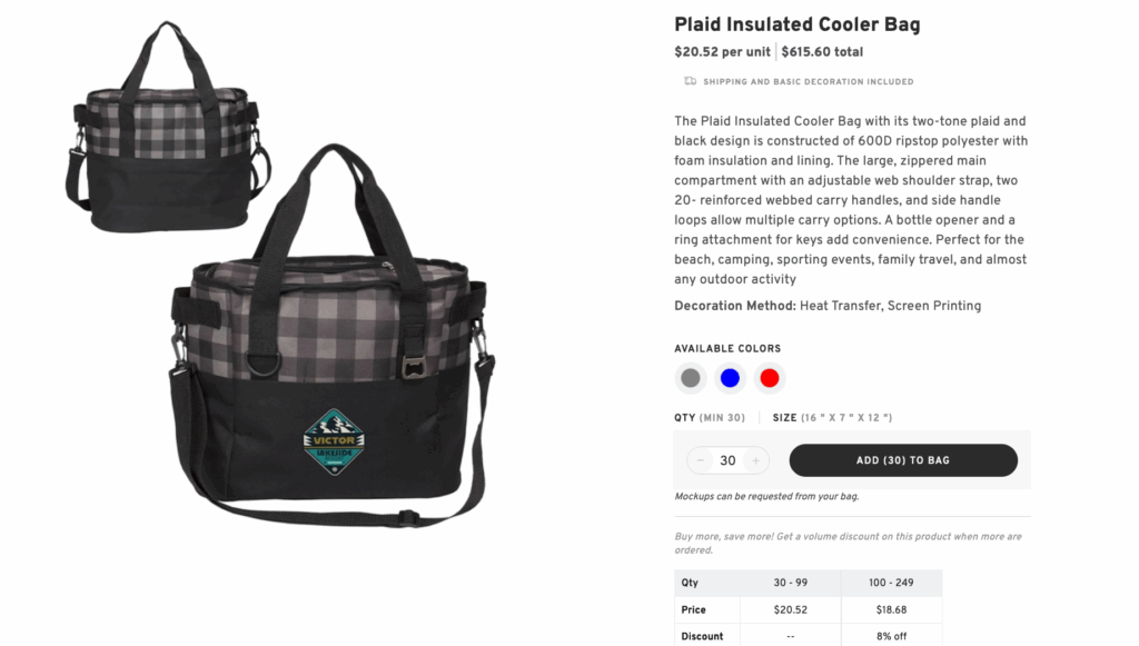 Plaid Insulated Cooler Bag