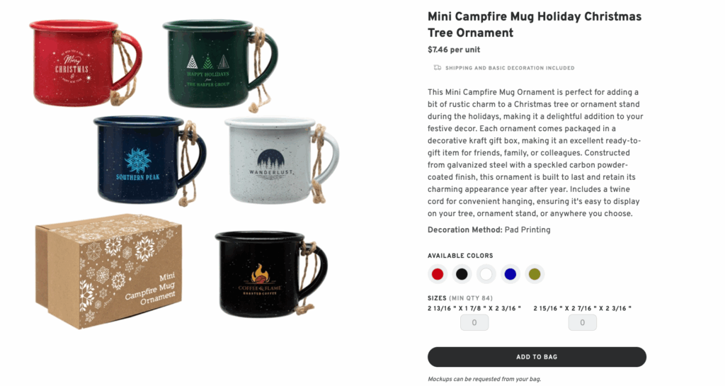 Mini Campfire Mug Holiday Christmas Tree Ornament