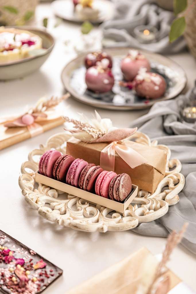 Sweet macarons in gift box