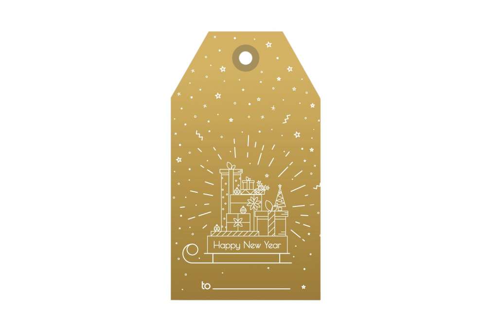 #6771 Gold christmas tag isolated on a transparent background