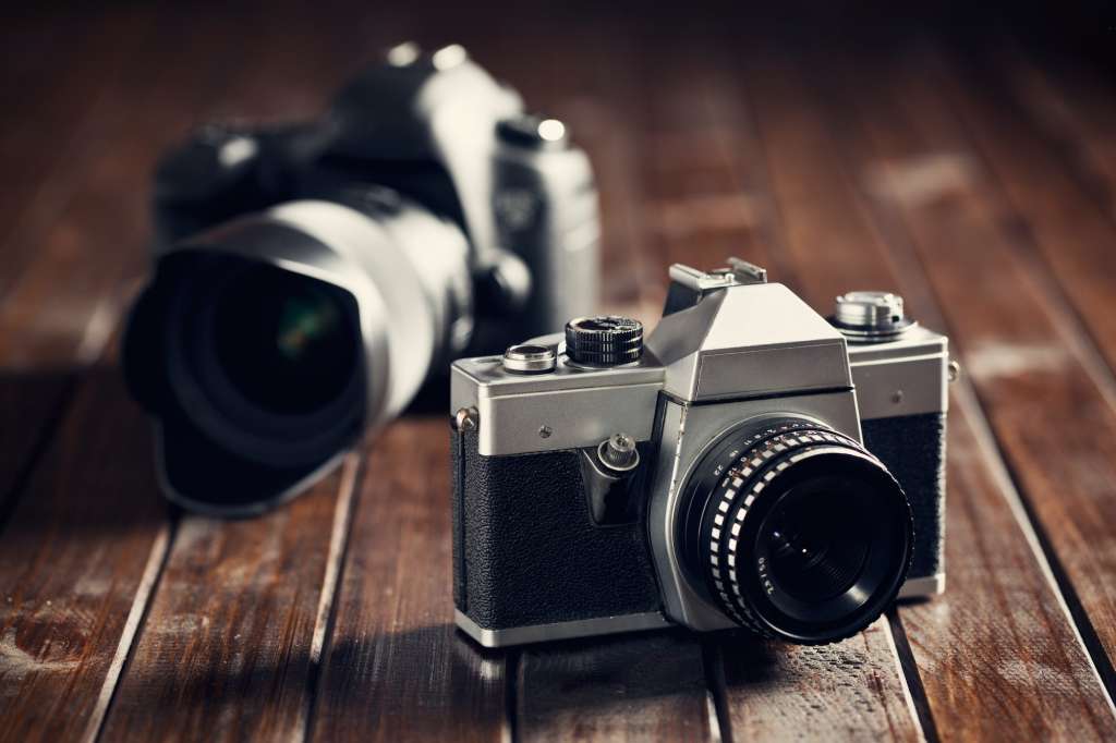 retro and dslr camera