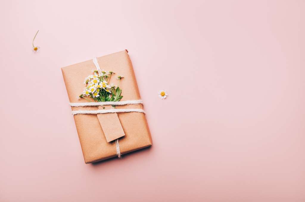 Eco friendly gift wrapped in brown paper