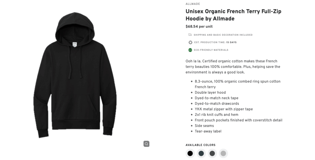 Unisex Organic French Terry Full-Zip Hoodie by Allmade