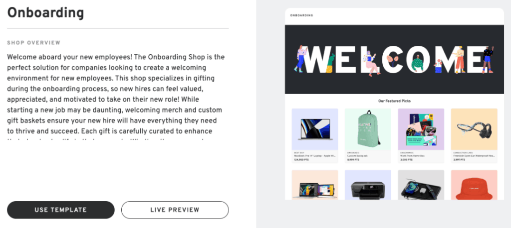 Employee Onboarding Gift Shop