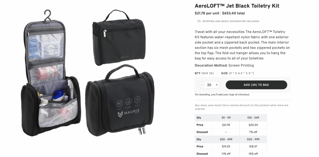 AeroLOFT Jet Black Toiletry Kit