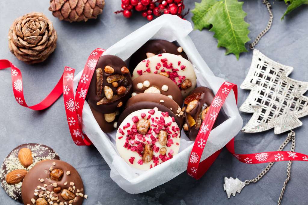 Luxury Handmade Chocolate Mediants, Cookies, Bites in a Gift Box.