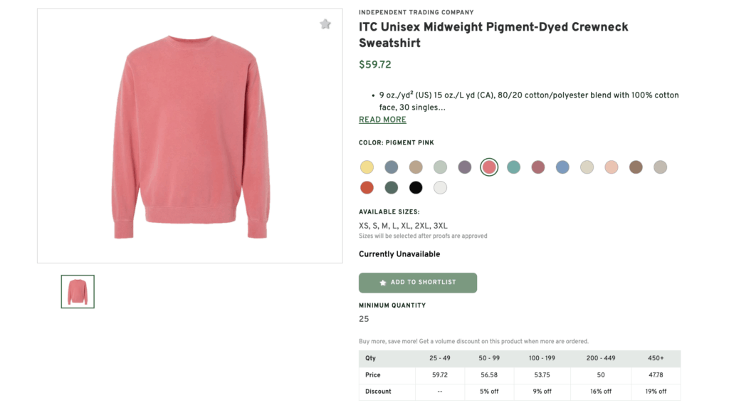 Unisex Midweight Pigment-Dyed Crewneck Sweatshirt