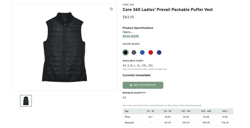 Core 365 Ladies Prevail Packable Puffer Vest