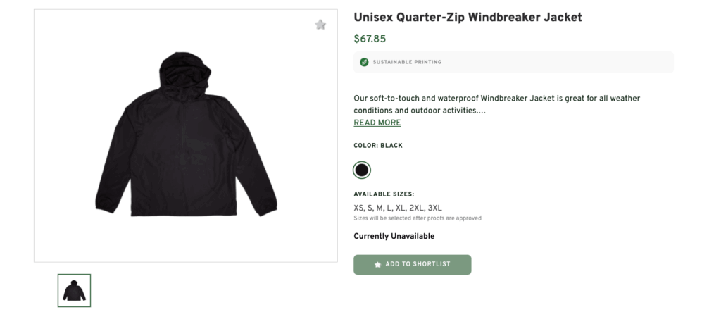 Unisex Quarter Zip Windbreaker Jacket