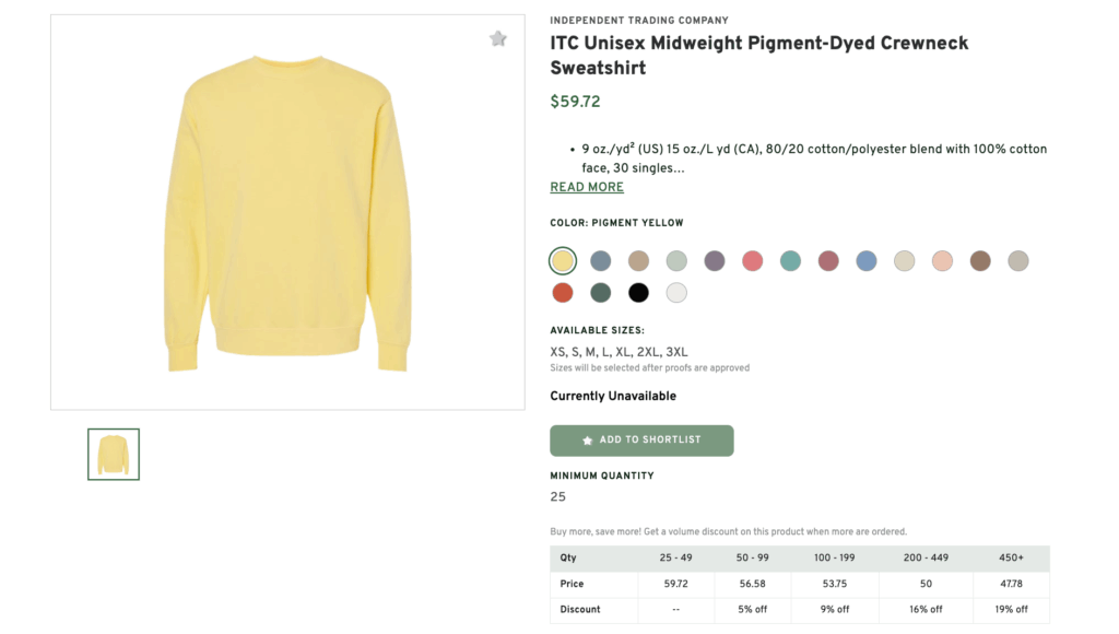 Midweight Pigment-Dyed Crewneck Sweatshirt