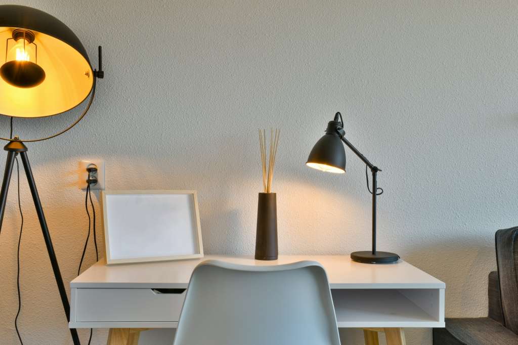 Elegant desk with lamp