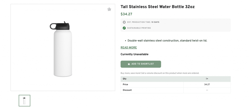 Tall Stainless Steel Water Bottle