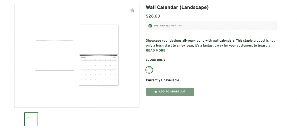 Wall Calendar - Landscape