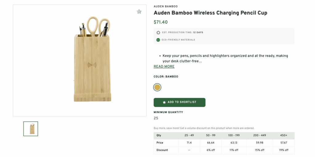 Auden Bamboo Wireless Charging Pencil Cup