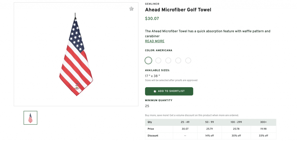 Ahead Microfiber Golf Towel