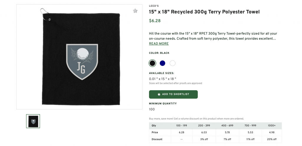 15" x 18" Recycled 300g Terry Polyester Towel