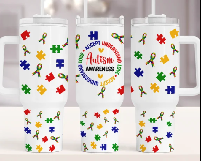 Autism Rainbow Infinity Print Tumbler