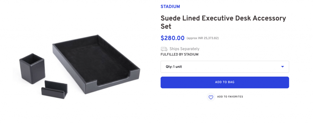 Suede Lined Executive Desk Accessory Set