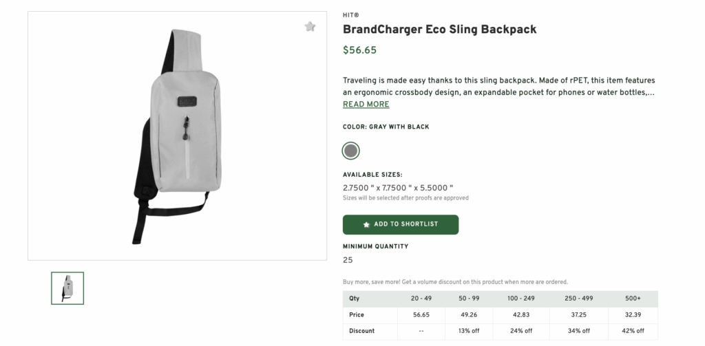 Branded Sling Backpack for Trade Show