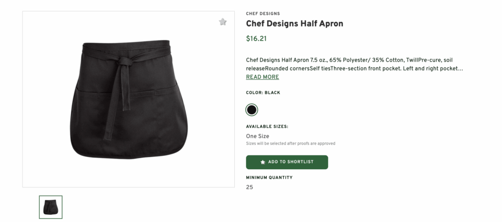 Chef Designs Half Apron