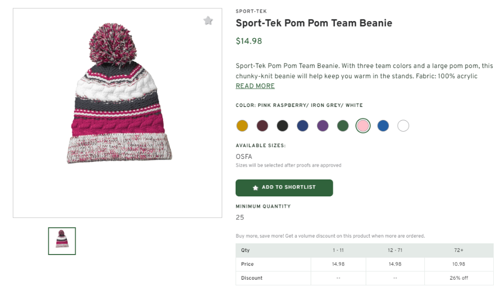 Sport-Tek Pom Pom Team Beanie