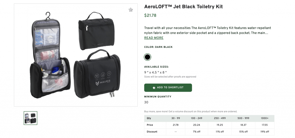AeroLoft Jet Black Toiletry Kit