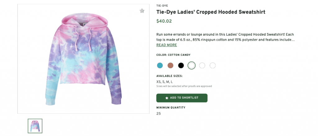 Tie-Dye Ladies' Cropped Hooded Sweatshirt