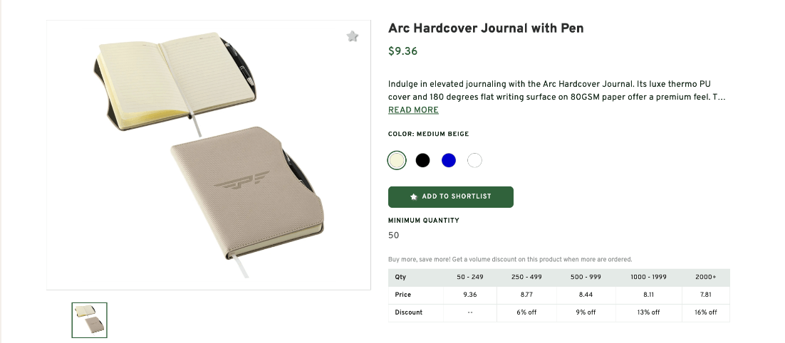 Arc Hardcover Journal with Pen